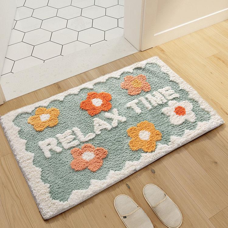 Simple Anti-Slip Bathroom Flower Area Rugs – Soft Polyester Floor Mat with Custom Sizes