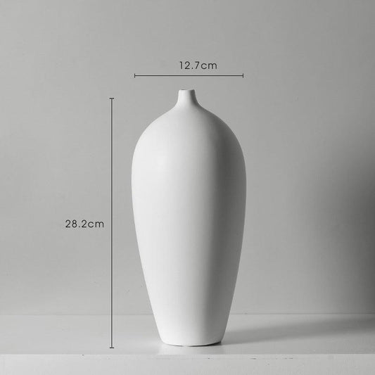 Japanese Zen Ceramic Dried Flower Vase – Simple and Modern White Porcelain Decoration