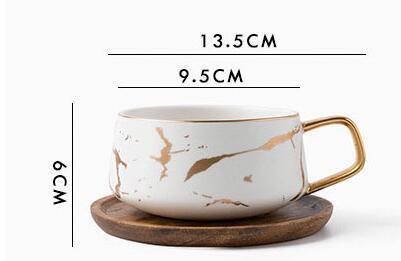 Luxury Ceramic Coffee Mug with Gold Marble Design and Lid – Elegant Drinkware for Home or Office