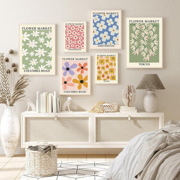 Simple Nordic Geometric Small Floral Japanese Decorative Painting