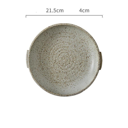 Handmade Japanese Stoneware Binaural Plate – 8.5" and 6.5" Color Glazed Dinner Plates Available in Multiple Colors