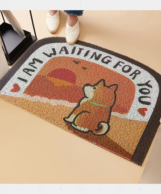 Shiba Inu Dog PVC Coil Doormat | 45x75cm & 60x90cm Japanese Style Non-Slip Floor Rug for Hallway, Living Room, Doorway | Dust Removal Carpet