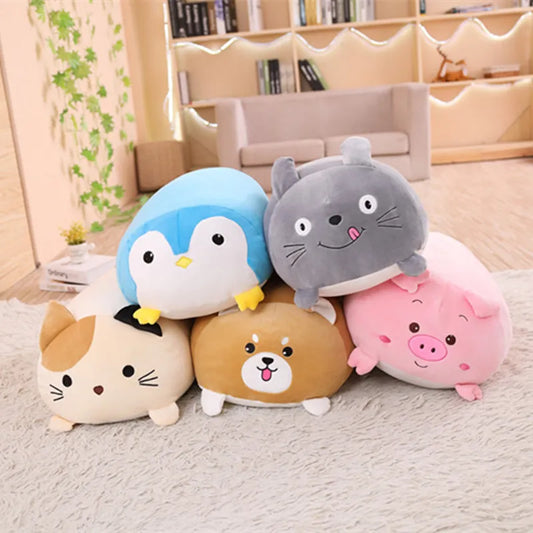 Cute & Soft Cartoon Animal Plush Pillow | Dog, Cat, Penguin & Pig Toy | Perfect Kids Birthday Gift