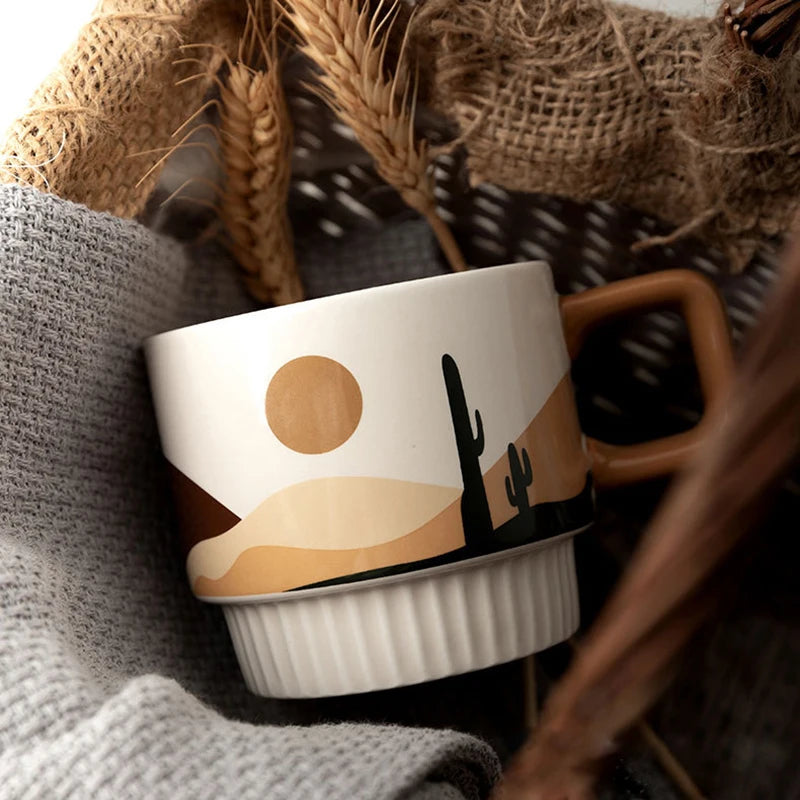 Morandi Coffee Cup | Retro Ceramic Handcrafted Coffee Mug | High-Quality Water and Breakfast Cup | Perfect Gift Coffee Cup