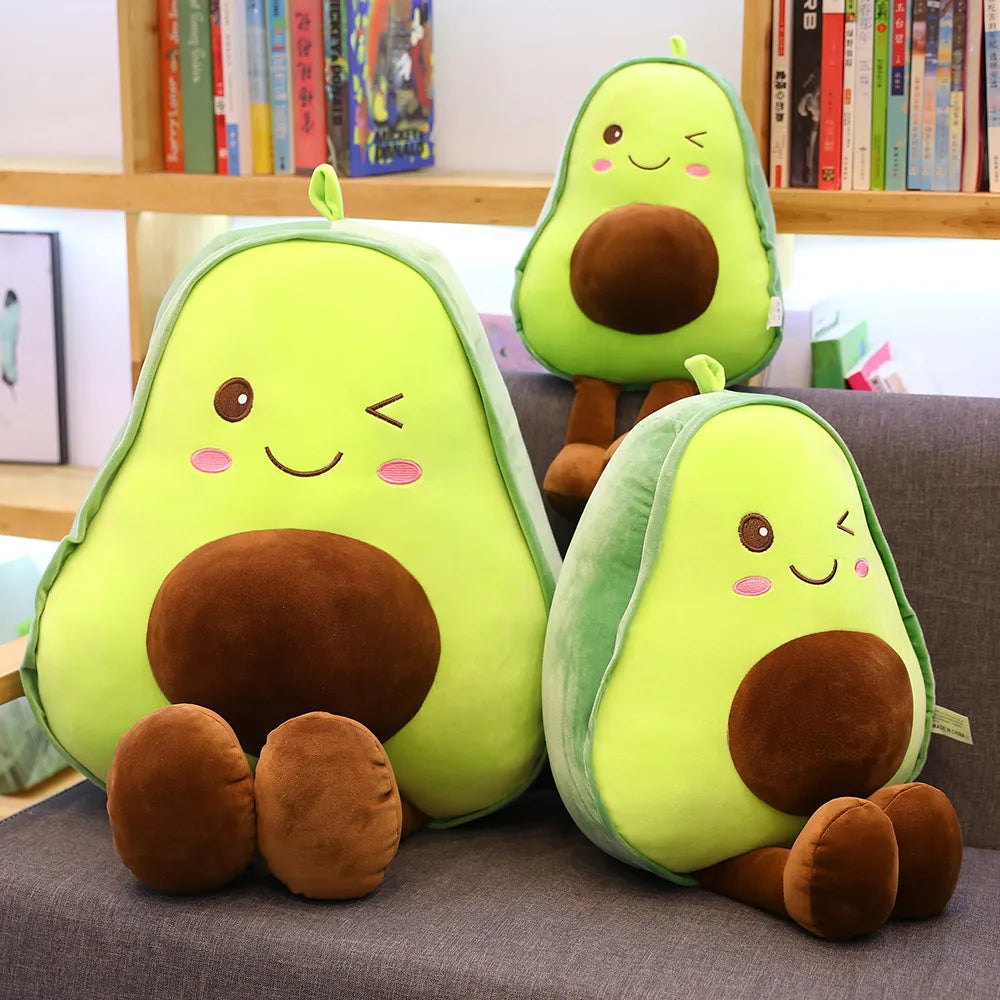 New Cute Avocado Plush Toy Doll – Large Kawaii Sleeping Pillow & Creative Fruit Cushion for Kids Holiday Gifts