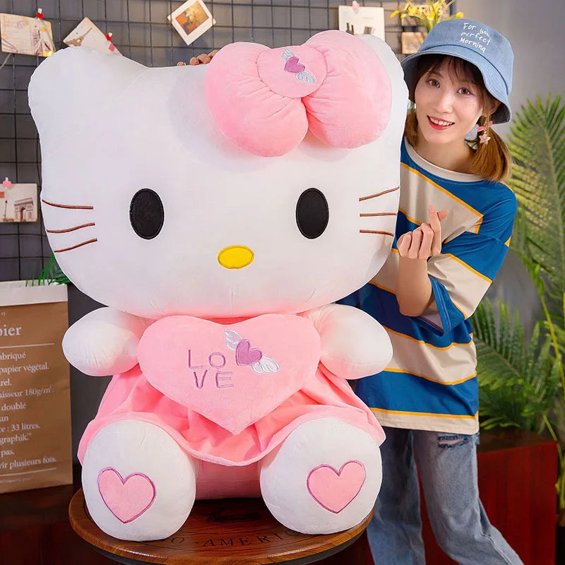 Sanrio Hello Kitty Plush Toys | 24-55cm Soft Stuffed KT Cat Anime Pillow | Perfect Birthday Gifts for Kids & Girls