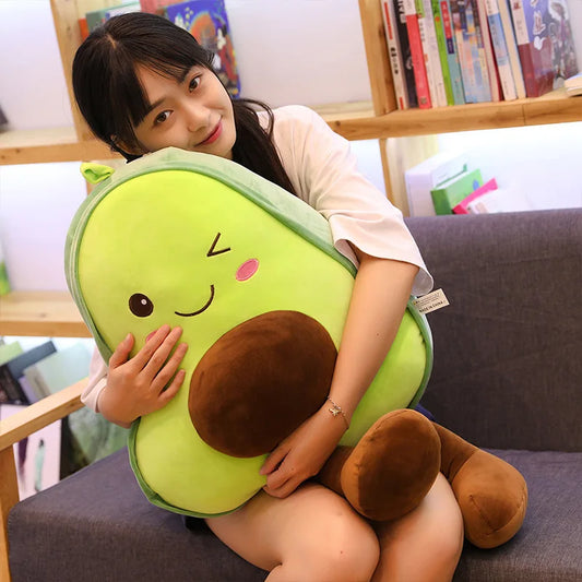 New Cute Avocado Plush Toy Doll – Large Kawaii Sleeping Pillow & Creative Fruit Cushion for Kids Holiday Gifts