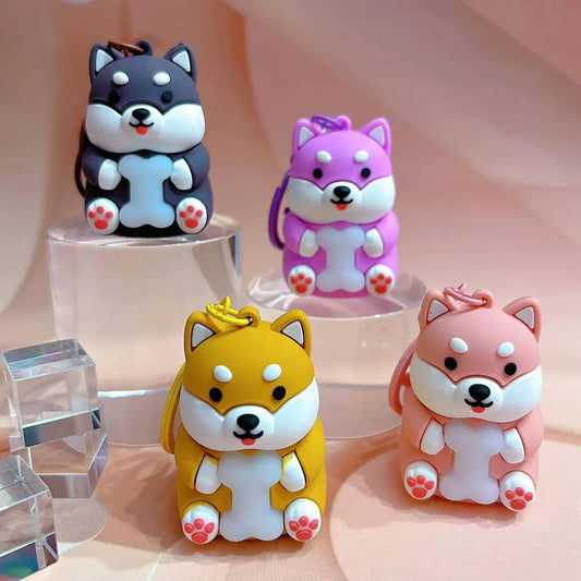 Fashion Japan Shiba Inu Cute Glowing Dog Keychain | Fun Silicone Keychain for Children & Men’s Car Keyring | Bag Pendant Jewelry Trinket