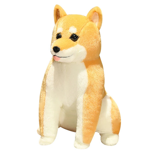 Large Lifelike Shiba Inu Dog Plush Toy | Realistic Sitting Black Dog Cartoon Animal Doll | Fun & Unique Gift for Friends